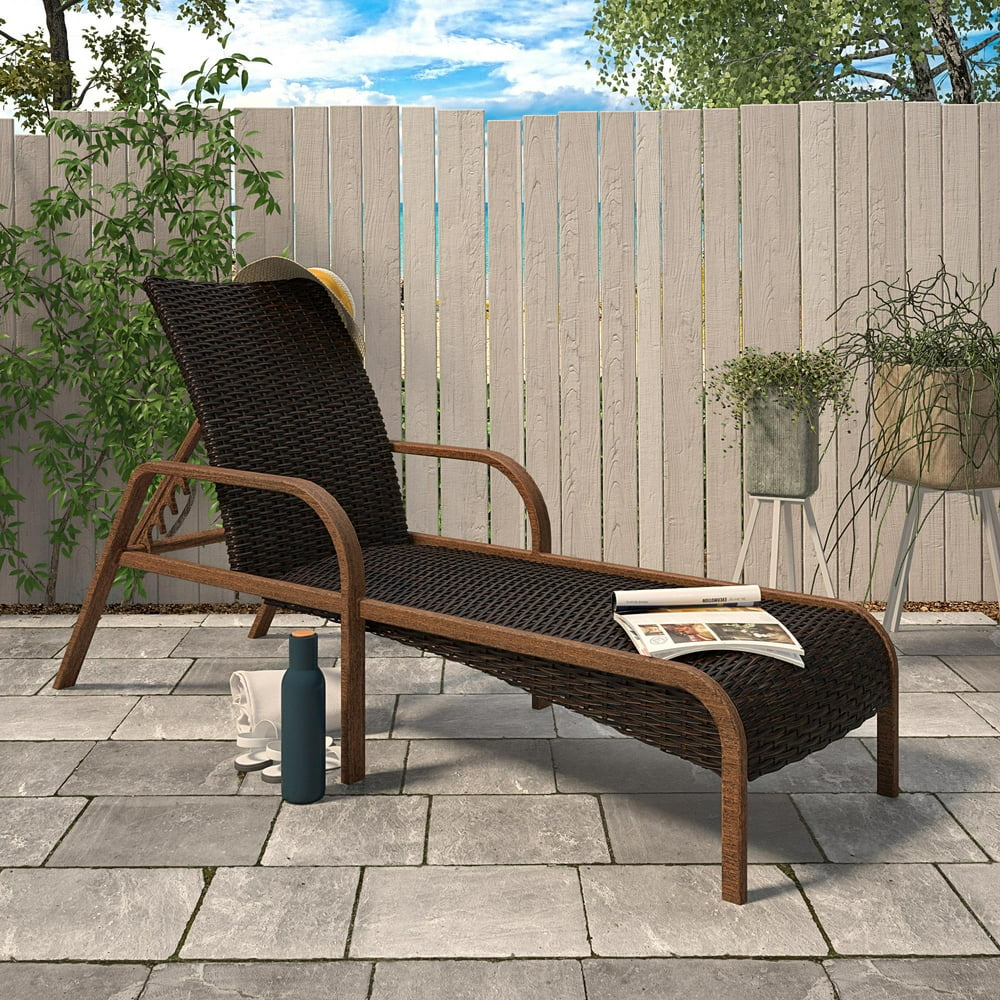 COSCO Outdoor Living, SmartWick, Patio Chaise Lounge, Dark Brown