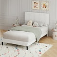 thumbnail image 7 of 4 EVER WINNER Twin Size Bed Frame, Upholstered Platform Bed Frame with Headboard, White Twin Bed Frame, No Box Spring Needed, White, 7 of 7