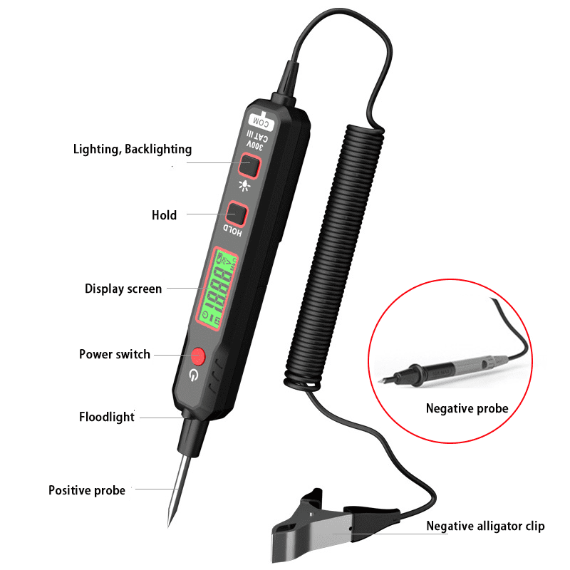 Tester Di Tensione Per Auto - Penna Elettrica Con Display LED Per DC 6V 12V 24V - Foto 12