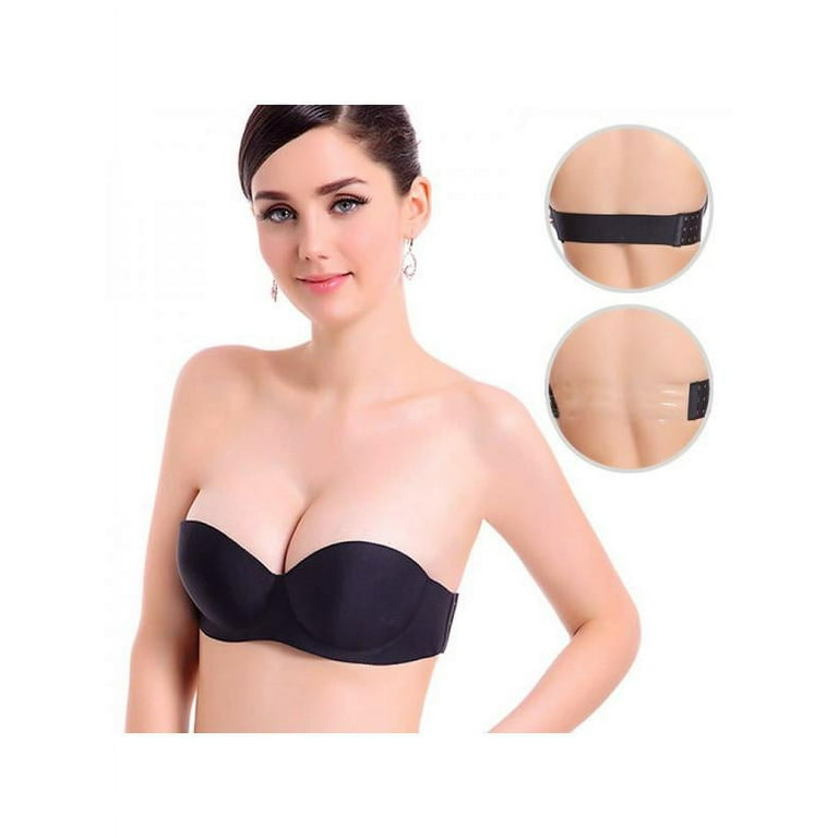 Women Lift Demi Strapless Bra,Smoothing Clear Back Strap Push Up
