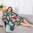 thumbnail image 5 of Oversized Wearable Blanket Hoodie,Pink Butterfly Rose Daisy Green Pattern Sherpa Blanket Hoodie with Super Pockets,Super Warm Fuzzy Pullover for Women & Men, 5 of 6