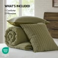 thumbnail image 2 of Green Full/Queen Waffle Comforter Set 3-Piece, 100% Cotton Washed Bedding with Oversized Design, 2 of 17