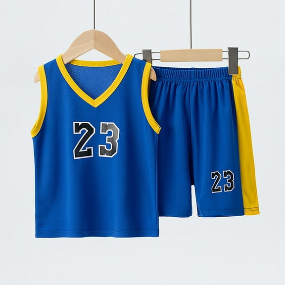 Boys Summer Basketball Outfit Sports Vest Sleeveless Two Piece Set for Active Kids