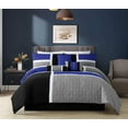 thumbnail image 2 of Chezmoi Collection 7-Piece Medallion Patchwork Comforter Set, Full, Blue/Gray/Black, 2 of 5