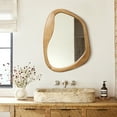thumbnail image 2 of LuxenHome Natural Pine Wood Frame Irregular Oblong Wall Mirror, 2 of 9