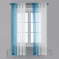 thumbnail image 4 of Ombre - Cortinas transparentes de lino sintético degradado con bolsillo para barra de semi gasa par yeacher Azul lago 52" de ancho x 63" de largo, 4 of 7