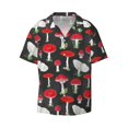 thumbnail image 3 of Cauagu Red Mushrooms Men's Short Sleeve Button Down Hawaiian Shirt for Men Bowling Shirts Casual Summer Beach Shirt,Small, 3 of 6