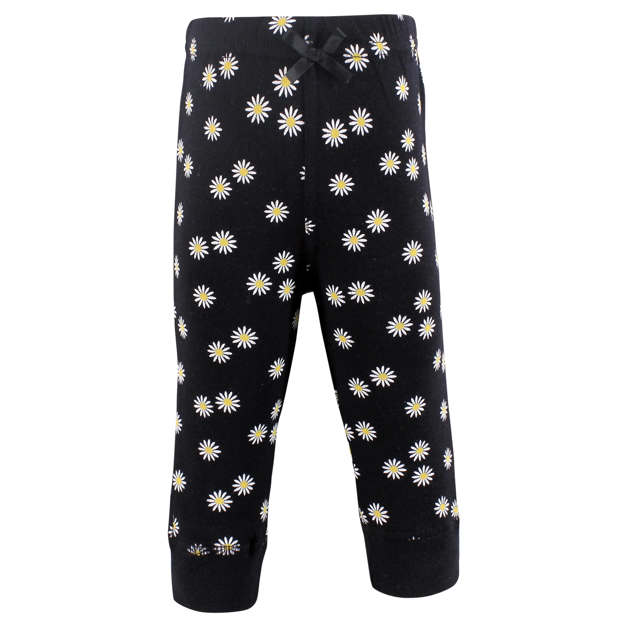 Hudson Baby Girls Cotton Pants and Leggings, Black Daisy, 3T