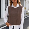 thumbnail image 5 of Unir Womens Vests Casual Solid Cable Knit Crew Neck Cropped Split Hem Polyester Sleeveless Sweater Vest Daily Basic Waistcoat S-XXL Cozy Wear 1Pc, 5 of 7