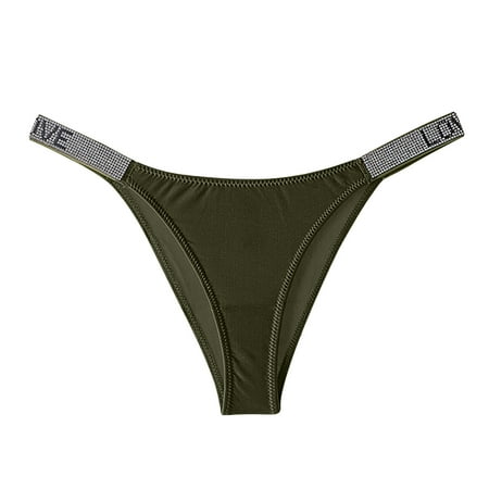 VerPetridure Thongs for Women Pack Cotton Underwear Sexy Panties for Women Sexy Letter Low Waist Flashing Diamond Thong Ice Silk Sexy Panties