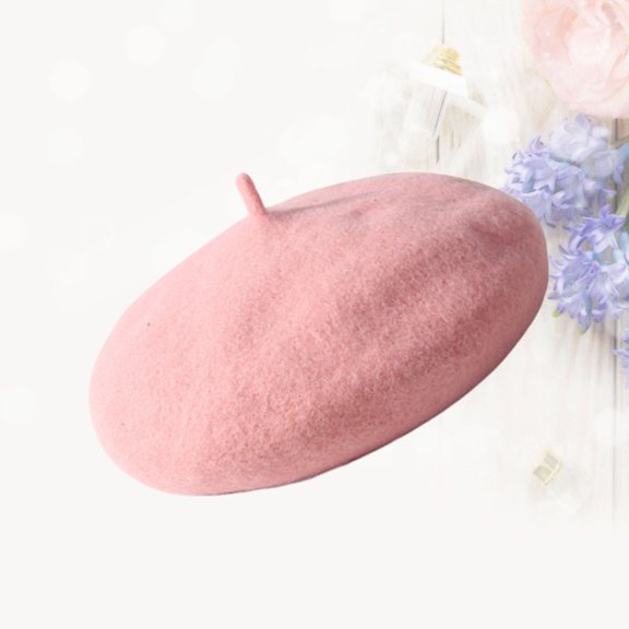 Tineasur 1Set Pink Beret for Children French Style Warm Hats for Girls Autumn Winter