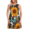 thumbnail image 1 of Fotbe Vintage Sunflowes Vestido de Verano sin Mangas para Mujer – Vestido Midi Línea A, Estilo Camiseta Floral, Vestido Playero Casual y Fluido, 1 of 7