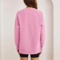 thumbnail image 5 of Binmer Women’s Solid Color Crew Neck Raglan Long Sleeve Sweatshirt, Casual Pullover Top With Side Slit Hem,Sizes S-3XL, 5 of 9