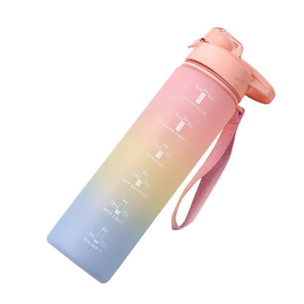Botella De Agua Botella de agua deportiva de 1000 ml con marcador de tiempo Copas de fitness al aire libre (rosa) Likrtyny Accesorios para bicicletas