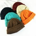 thumbnail image 3 of dianhelloya Warm hat Unisex Hat Retro Style Washable Solid Color Non-Fading Windproof Keep Warm Acrylic Autumn Winter Hole Knitted Cap with Ring Decor for Travel Coffee, 3 of 8