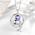 thumbnail image 5 of Juwaliy 925 Sterling Silver Cute Dolphin Necklace for Women,December Birthstone Blue Tanzanite Pendant Sea Animal Jewelry Birthday Gifts for Daughter, 5 of 9