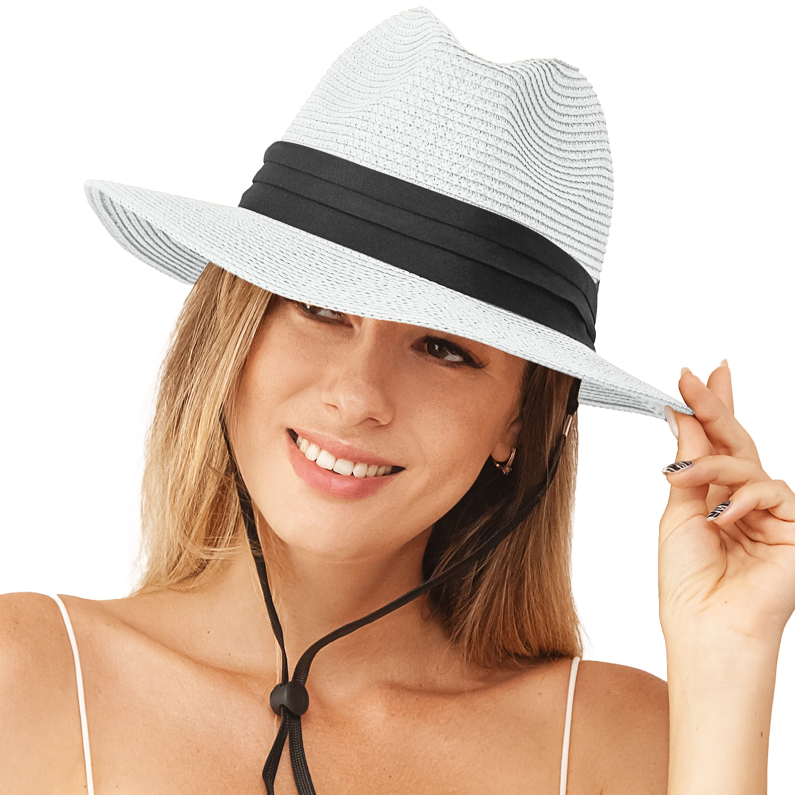 Bodychum Sun Straw Hat Summer Beach Panama Hat for Women, Portable