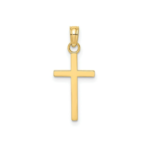 10K Yellow Gold Polished Cross Charm Pendant, Solid 16.5 x 10 mm