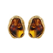 Jessica Simpson Women's Fashion Drop Earrings with Brown Stone Accents