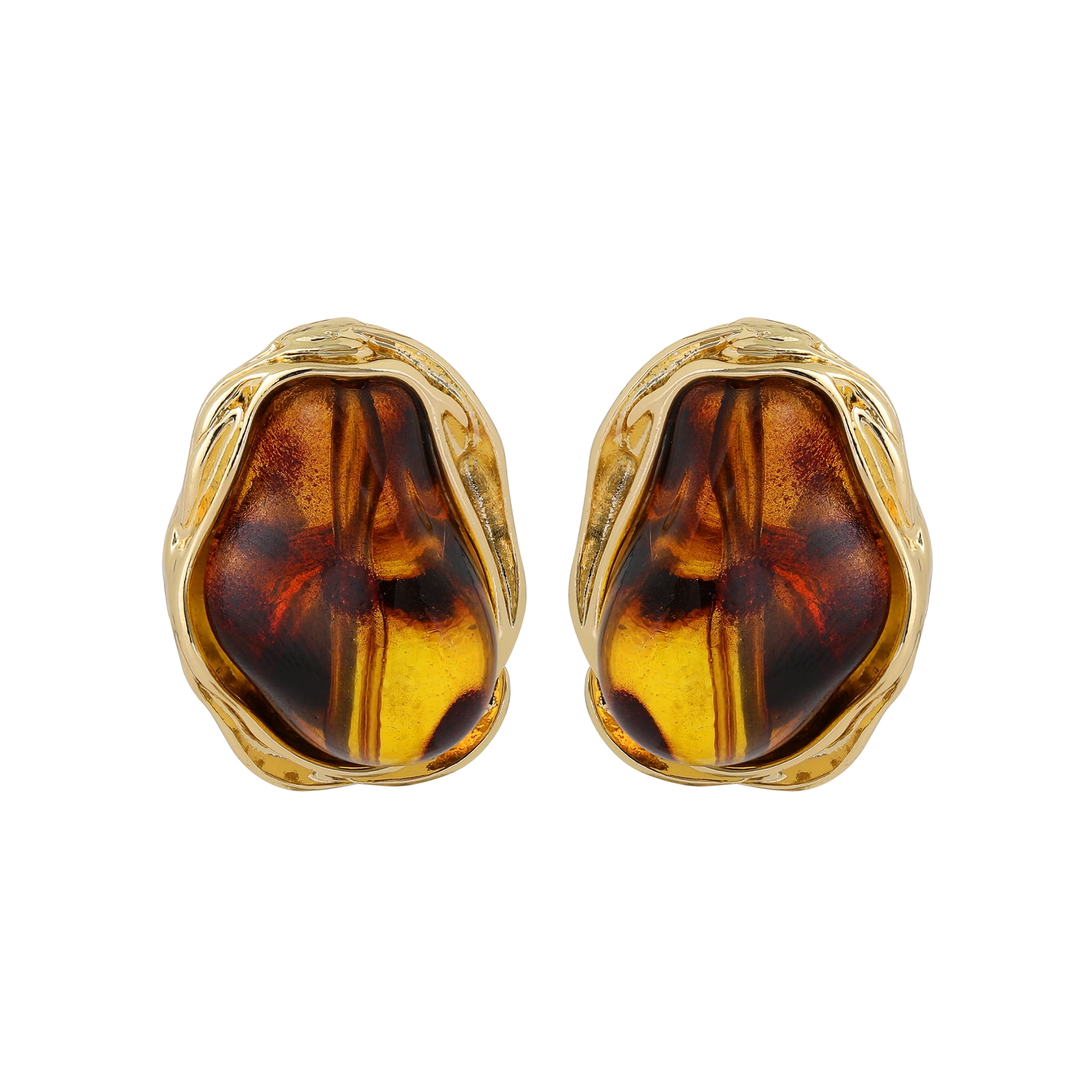 Jessica Simpson Women's Fashion Drop Earrings with Brown Stone Accents