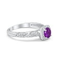 thumbnail image 4 of Halo Round Engagement Ring Amethyst CZ 925 Sterling Silver Size 12, 4 of 6