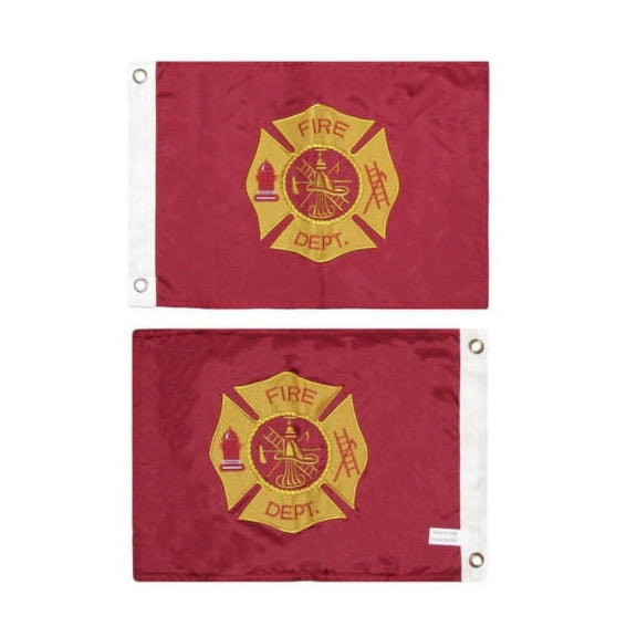 12x18 Embroidered Fire Department Double Sided 2ply 300D Nylon 12"x18" Strong
