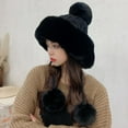 thumbnail image 2 of Riforla Womens Hats with Pompom for Winter Warm Knit Cap Ushanka Trapper Hat with Ear Cover Bomber Hats Black, 2 of 4
