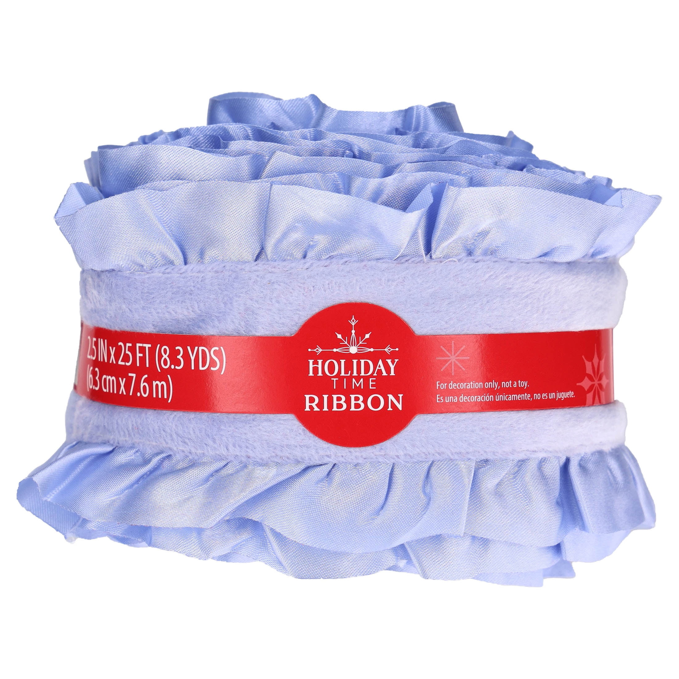 Blue Velvet Ruffle Christmas Ribbon, 2.5" x 25', by Holiday Time