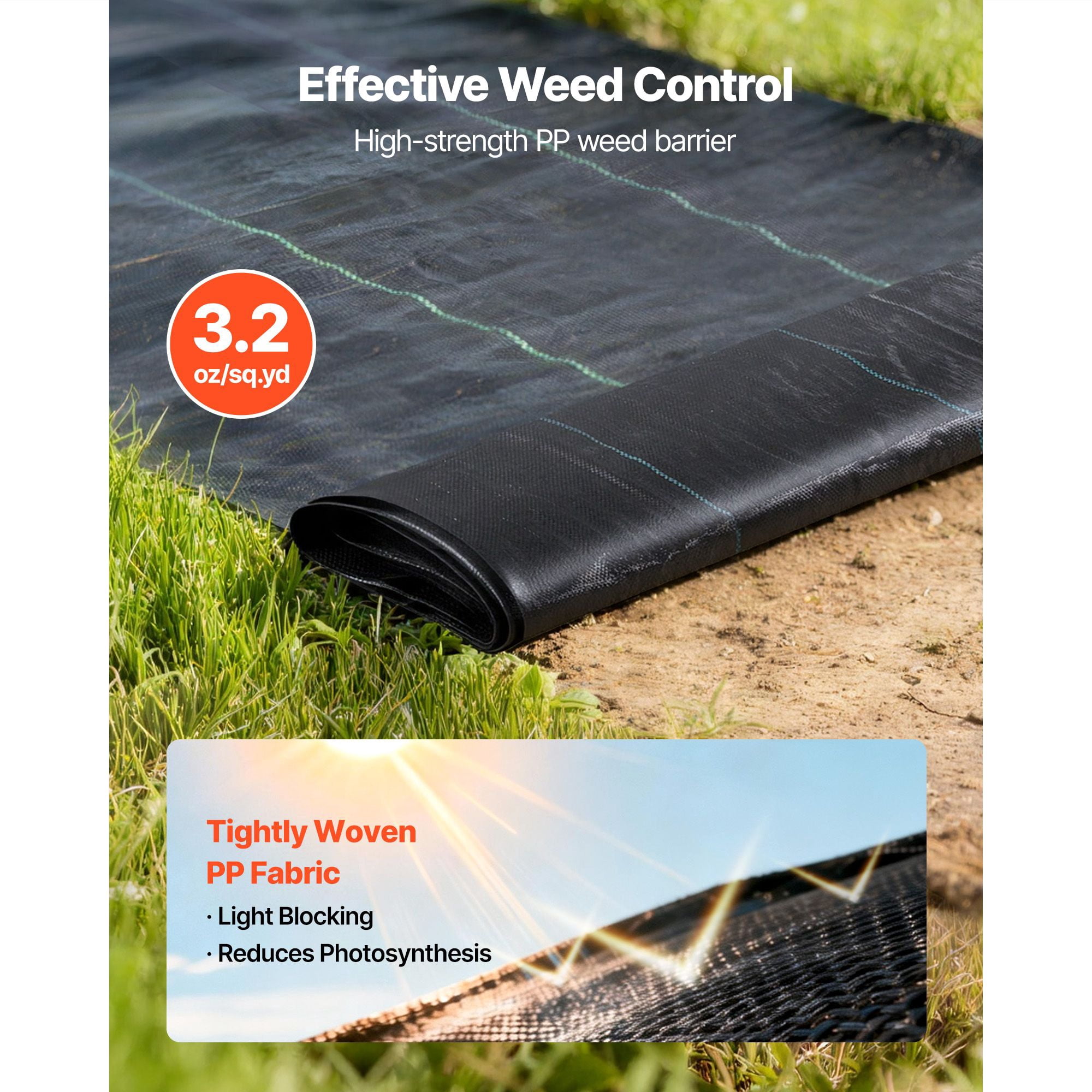 Dranite Weed Barrier Fabric Heavy Duty, 2 Packs 4x50FT 3.2oz Woven Landscape Fabric