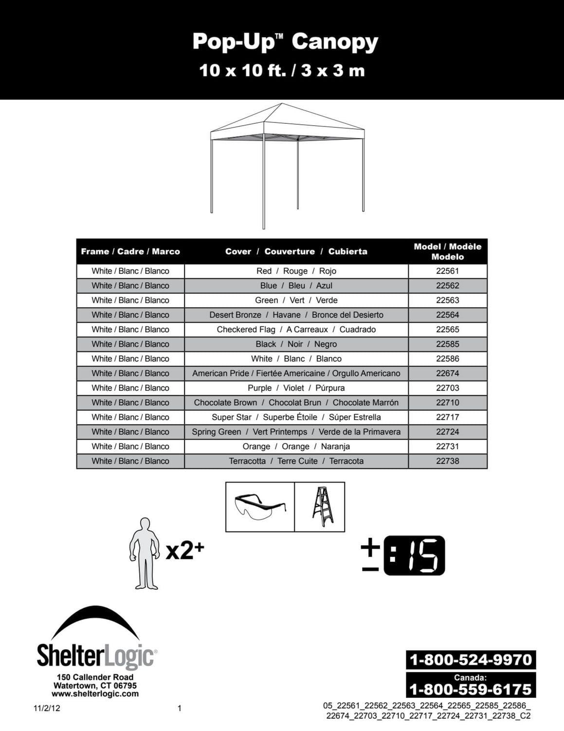 ShelterLogic 10 x 10 x 10 ft Orange Pop-Up Canopy HD - Straight Leg