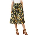 thumbnail image 1 of Allegra K Women's Floral Sunflower Midi Tiered Chiffon Swing A-line Skirt, 1 of 6