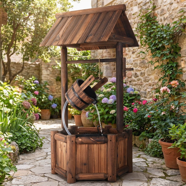 Costway Rustic Wishing Well Water Fountain photo 6