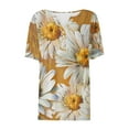 thumbnail image 5 of Sevevn Women's Casual Printed Color Short-Sleeved Button V-Neck Top Blouse Womens Casual T-shirt, 5 of 5