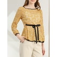 thumbnail image 6 of INSPIRE CHIC Women's Lace Peplum Blouse Floral Bracelet Sleeves Self-Tie Waist Top S Yellow, 6 of 8