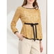 thumbnail image 5 of BLUSA DE PEPLUM DE ENCAGE PARA MUJERES INSPIRADA EN CHIC CON MANGAS DE FLOR Y CINTURA AJUSTABLE TAMAÑO S AMARILLO, 5 of 7