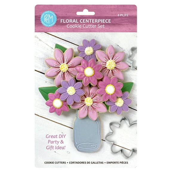 R&M International Floral Vase Centerpiece Cookie Cutter Set