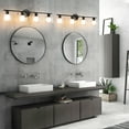 thumbnail image 4 of Modern Bathroom Light Fixtures, 4 Light Vanity Lights Over Mirror, Black Wall Lamp with Clear Glass Shade for Living Room Cabinet Bedroom Porch, 4 of 8