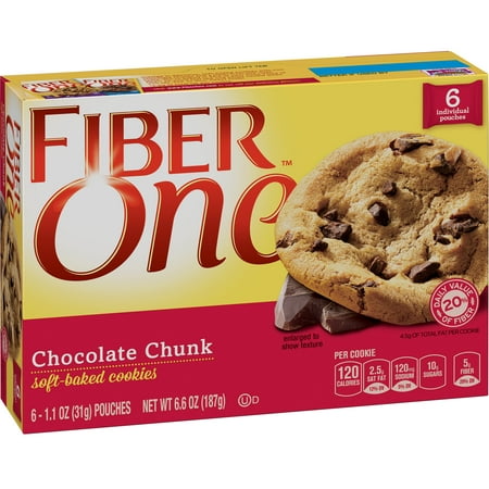 Fiber One Cookies Soft Baked Chocolate Chunk Cookies 6 Pouches 6.6
