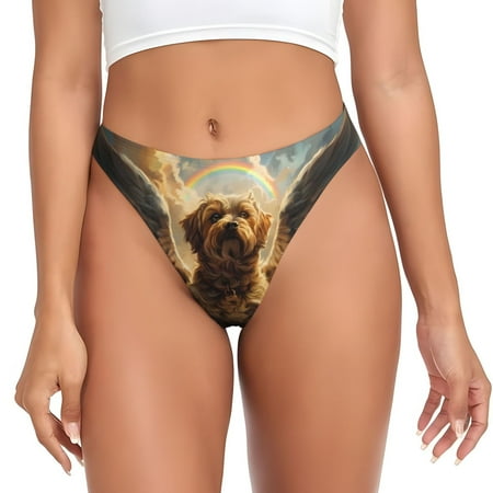 Sigee Cloud Rainbow Winged Dog for Women s G-String Panty  Low Rise  Soft Lace Perfect for Everyday Wear or Special Occasions-X-Large