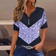 thumbnail image 2 of Blouse Décontractée Imprimée à Manches Courtes et Col en V pour Femmes, Vente de Week-End, 2 of 5
