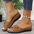 thumbnail image 2 of Mepaouo Orthopedic Sandals for Women Low Wedge Summer Beach Slides Arch Support Flower Slippers Shoes, 2 of 5