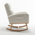 thumbnail image 2 of Modern Accent Rocking Chair, Upholstered Rocking Sofa Chair with Plywood Frame and High Back, Teddy Material Comfort Arm Rocker Lounge Armchair with Side Pocket for Leisure and Reading, Beige, 2 of 7