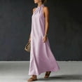 thumbnail image 4 of YuXingFu Mother Of The Bride Dresses for Women Maxi Crew Neck Plus Size Womens Dress Sleeveless with Pocket Long Casual Summer Purple XL, 4 of 5