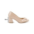 thumbnail image 2 of Zapatilla Elegante Formal Tacon Ancho Evento Social Charol beige 22.5, 2 of 7