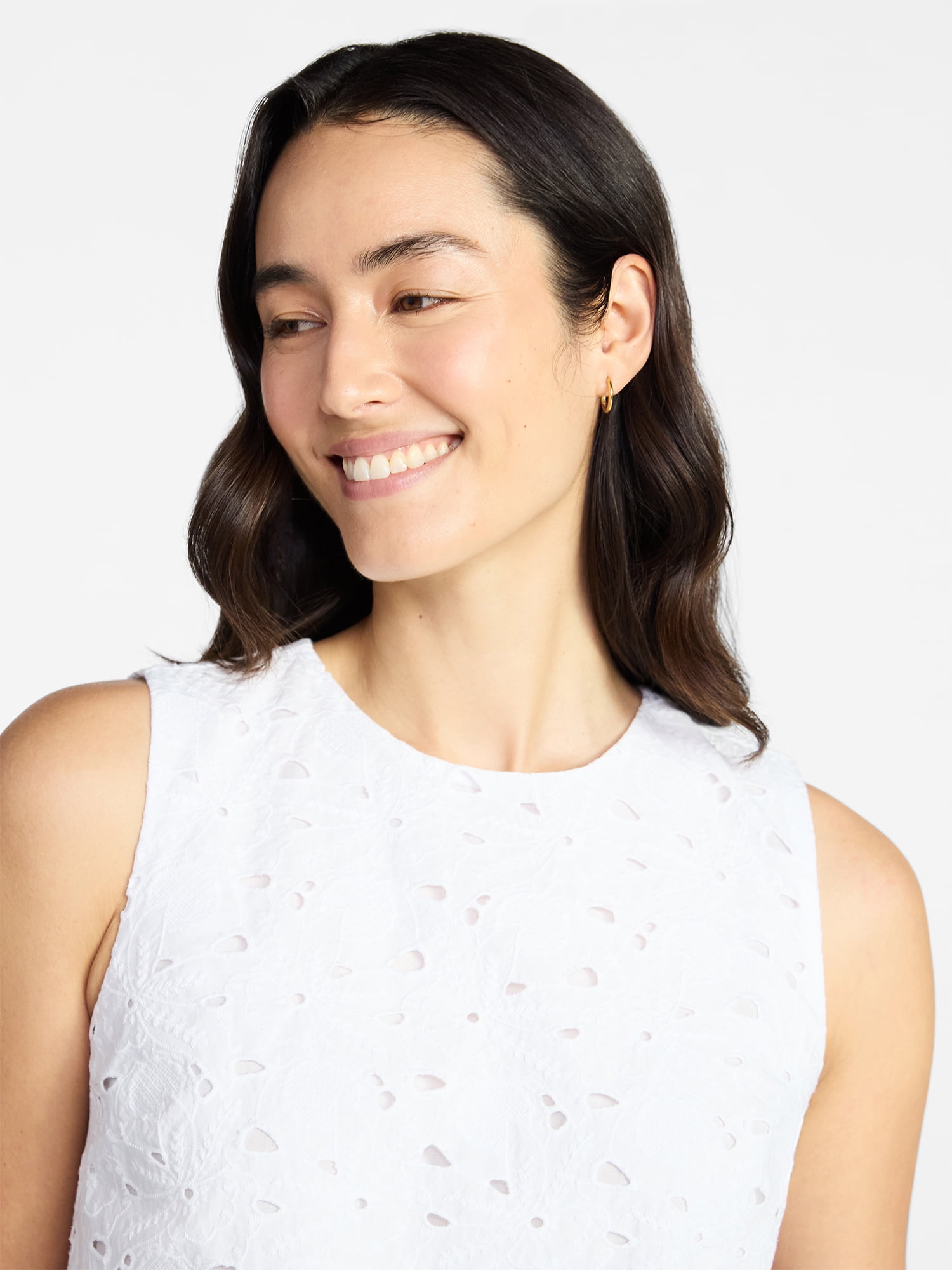 Time and Tru Women's and Women's Plus Sleeveless Cotton Eyelet Top, Sizes XS-4X