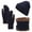 Navy, variant on Prolriy Set Beanies Hats Men Women Scarf Gloves Hat Set for Teen Girls Women&Men Autumn Winter Warm Wool Hat Scarf Gloves Three Pieces Scarf for Women Black