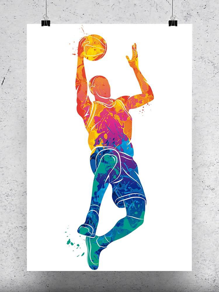 Kobe Bryant Dunk Color Splash Sports Painting Canvas Print Art Decor Wall 