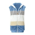 thumbnail image 4 of Fanxing Womens Fuzzy Sherpa Fleece Jacket Plus Size Lightweight Vest Hooded Coat Cozy Sleeveless Cardigan Zipper Waistcoat Outerwear with Pocket Blue M, 4 of 5