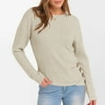 thumbnail image 6 of Sweatshirts Women Crew Neck Long Sleeve Solid Color Casual Loose Outdoor Sport Workout Shirt for Women Beige M, 6 of 9