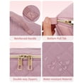thumbnail image 6 of Travel Makeup Bag Cosmetic Bag Toiletry Bag for Women, Wide Open Organizer Pouch with Divider and Handle Portable Quilted Open Flat, Pink, 6 of 7